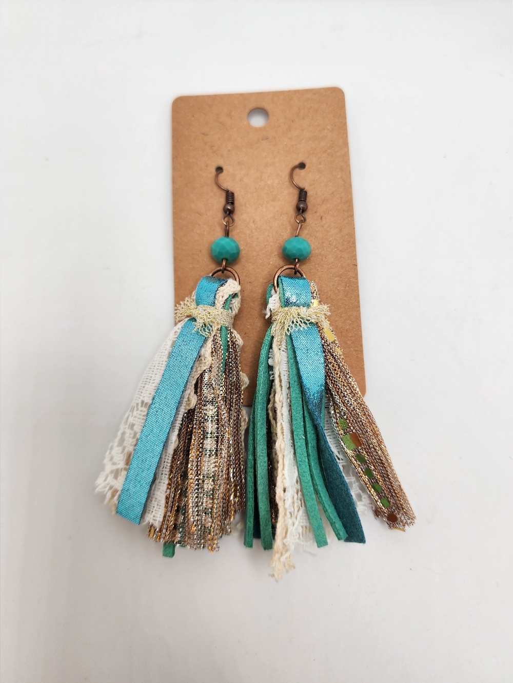 Turquoise & Gold Tassel Drop Earrings - Women Jewelry